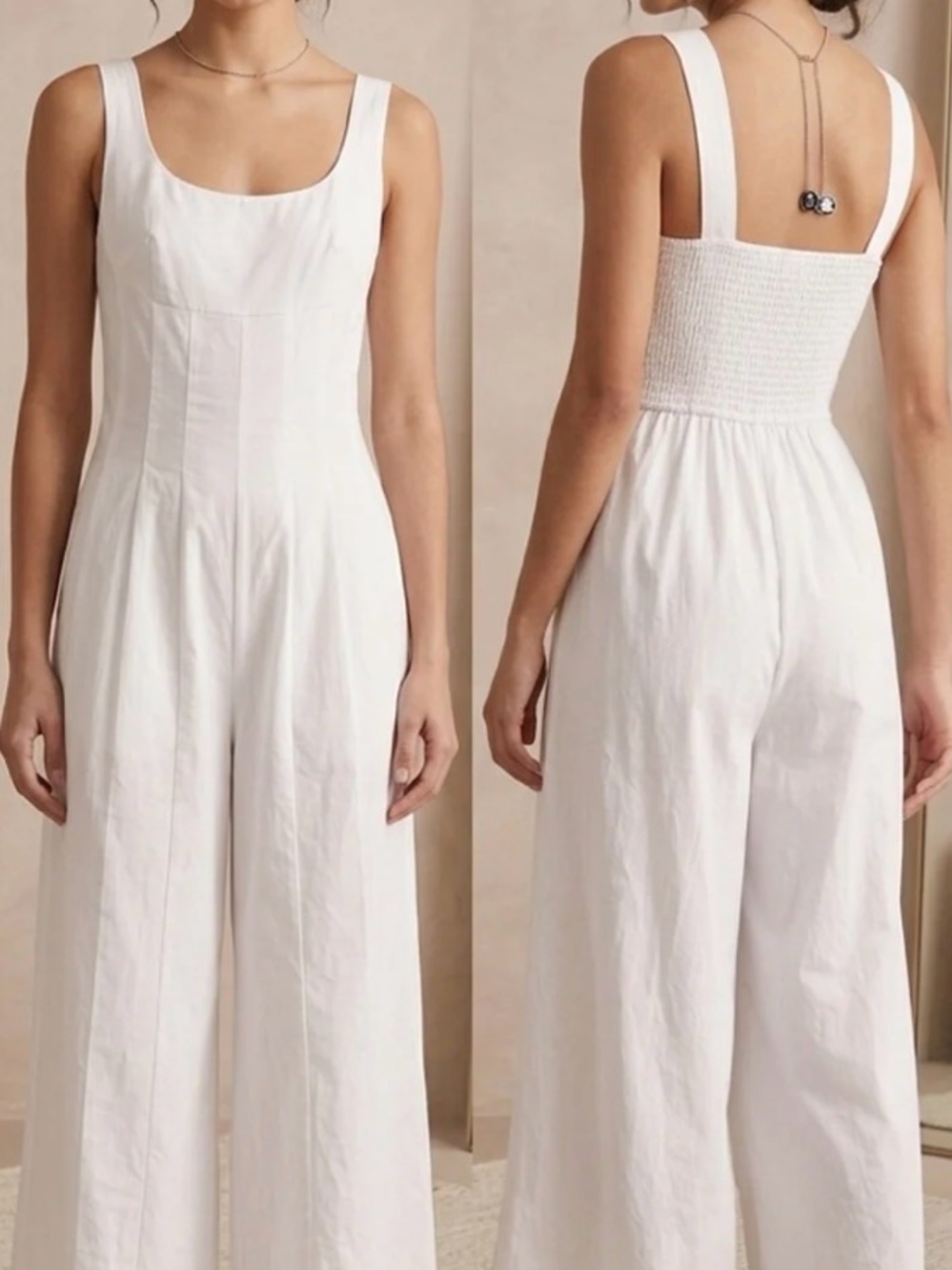 Line & Dot White wide leg Jumpsuit